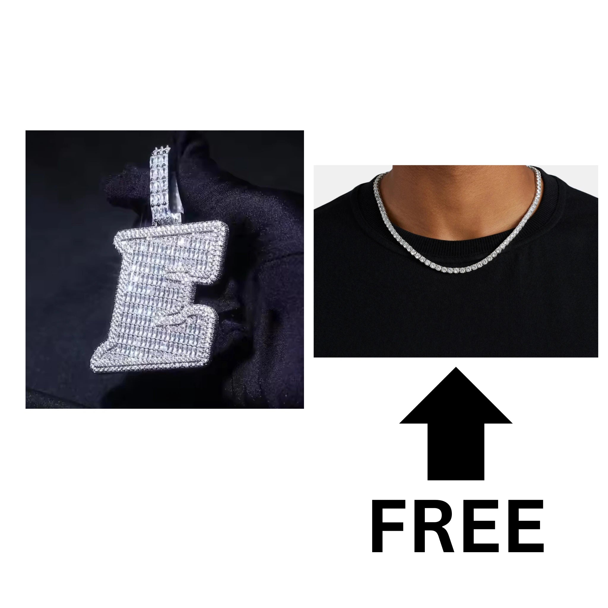 CUSTOM LETTER + FREE 4MM TENNIS CHAIN