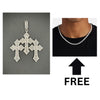 TRIPLE CROSS PENDANT + FREE 4MM TENNIS CHAIN